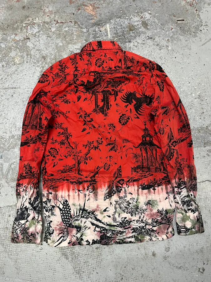 2000s Christian Lacroix Asian Word Red Shirt - Image 6