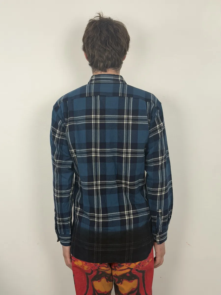 2000s Comme des Garçons SHIRT Blue Gradient Checkered Shirt - Image 4
