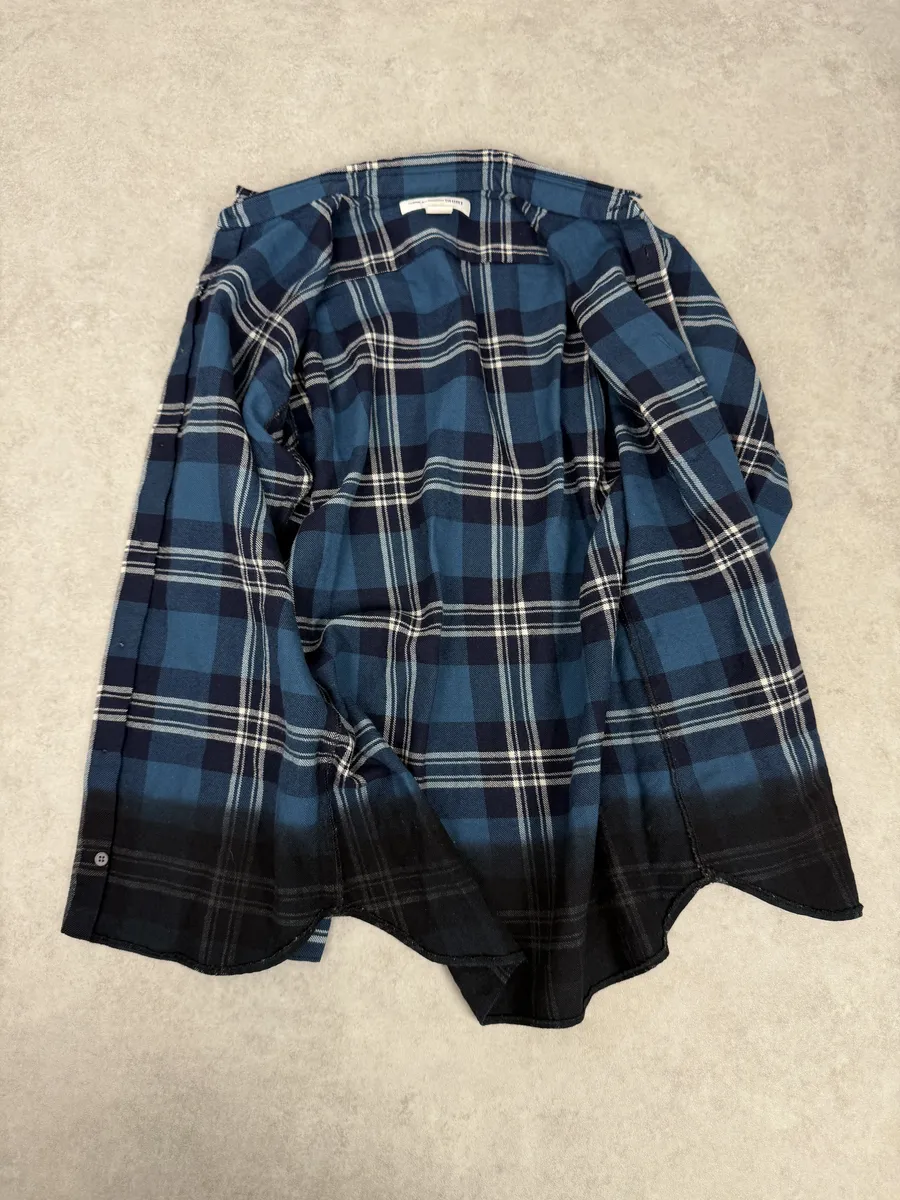 2000s Comme des Garçons SHIRT Blue Gradient Checkered Shirt - Image 9