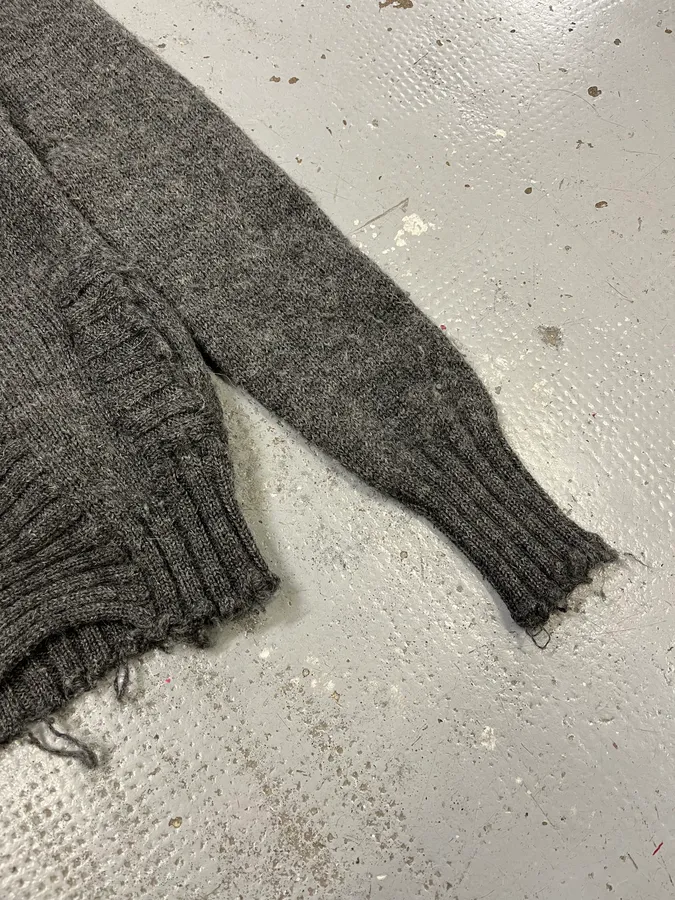 2000s Daniele Alessandrini Asymmetrical Grey Wool Sweater - Image 6
