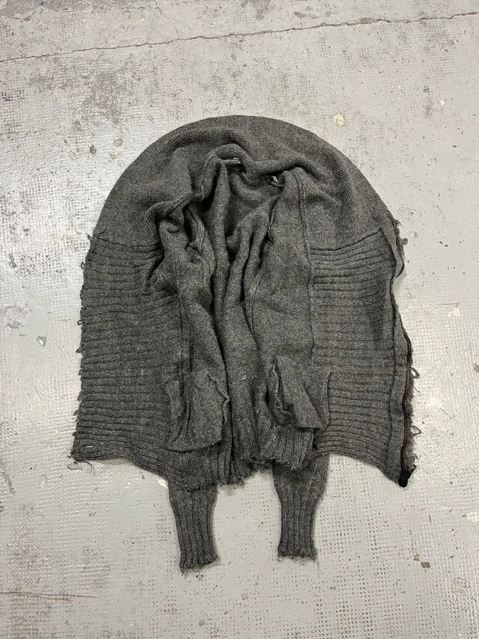 2000s Daniele Alessandrini Asymmetrical Grey Wool Sweater - Image 8