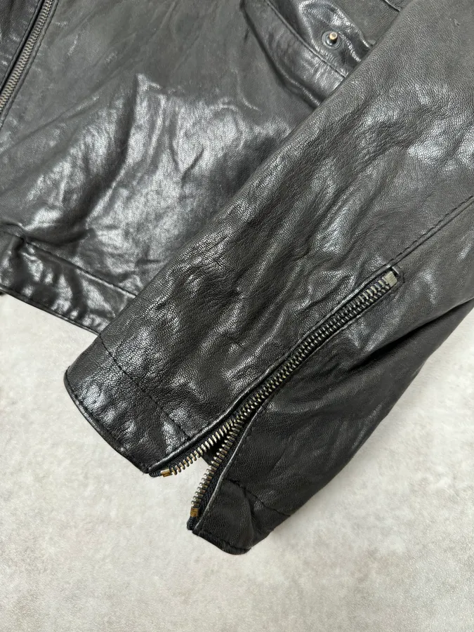 2000s Daniele Alessandrini Avant-Garde Black Leather Hooded Jacket - Image 11