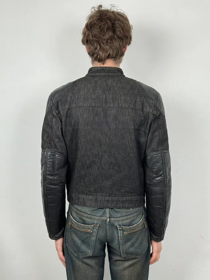 2000s Daniele Alessandrini Biker Raw Grey Denim Jacket - Image 3