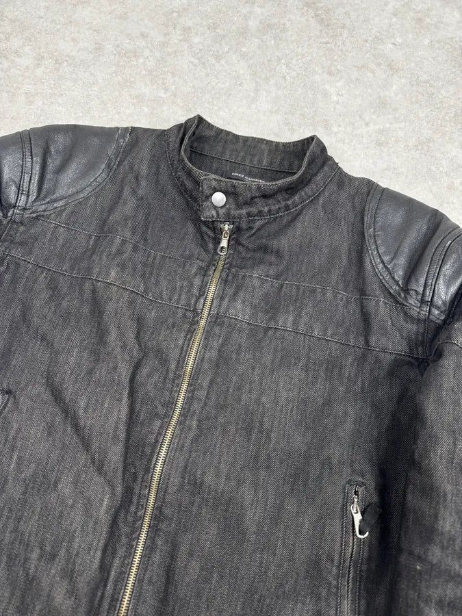 2000s Daniele Alessandrini Biker Raw Grey Denim Jacket - Image 5