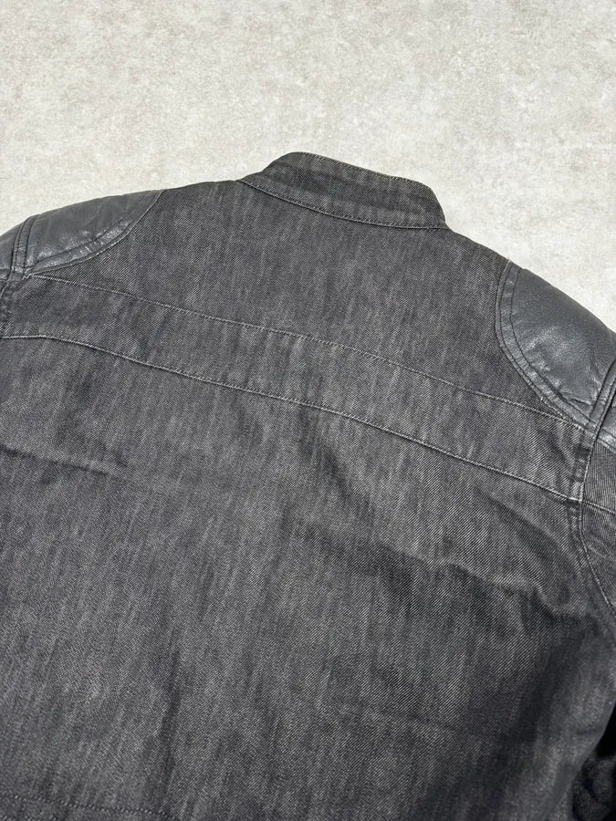 2000s Daniele Alessandrini Biker Raw Grey Denim Jacket - Image 6