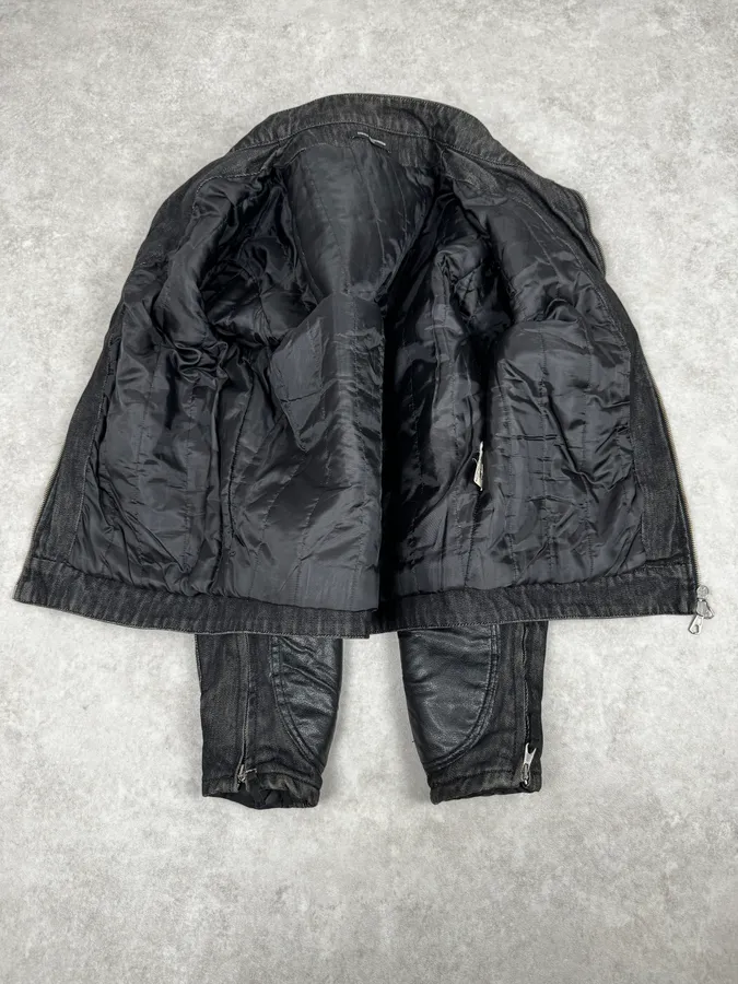 2000s Daniele Alessandrini Biker Raw Grey Denim Jacket - Image 7