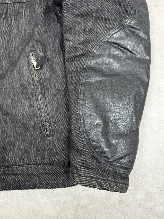 2000s Daniele Alessandrini Biker Raw Grey Denim Jacket - Image 8
