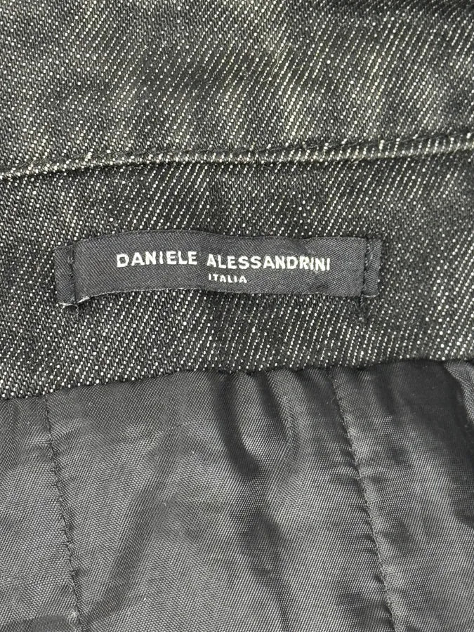 2000s Daniele Alessandrini Biker Raw Grey Denim Jacket - Image 9