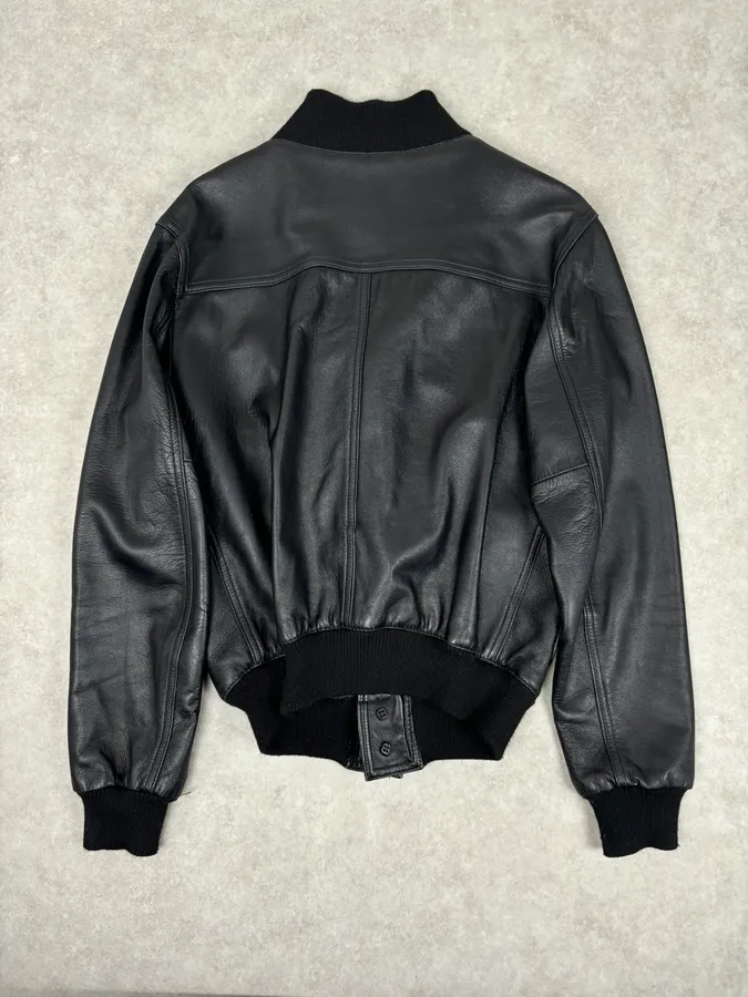 2000s Daniele Alessandrini Black Buttoned Leather Jacket - Image 5