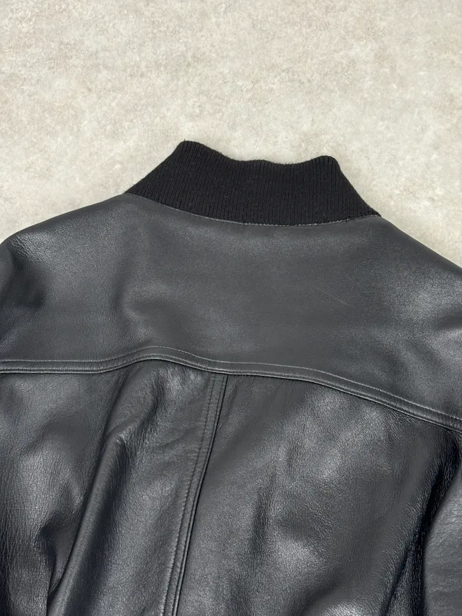 2000s Daniele Alessandrini Black Buttoned Leather Jacket - Image 6