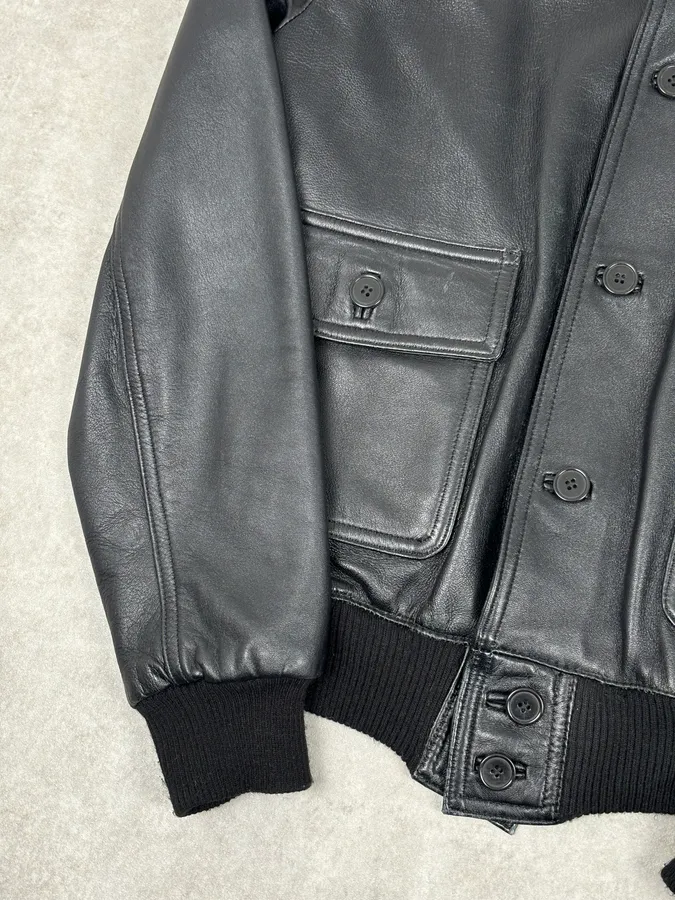 2000s Daniele Alessandrini Black Buttoned Leather Jacket - Image 8