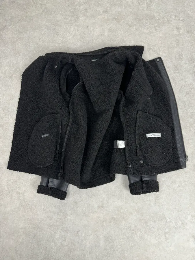 2000s Daniele Alessandrini Black Leather Shearling Jacket - Image 8