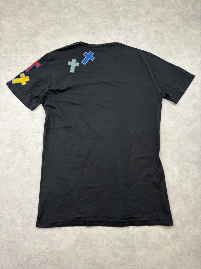 2000s Daniele Alessandrini Black Multicolor Cross T-Shirt - Image 6