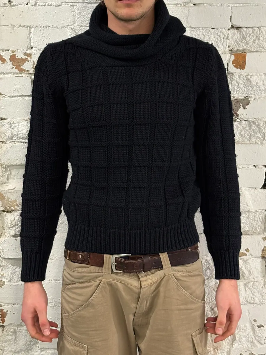 2000s Daniele Alessandrini Black Wool Turtleneck Sweater - Image 2