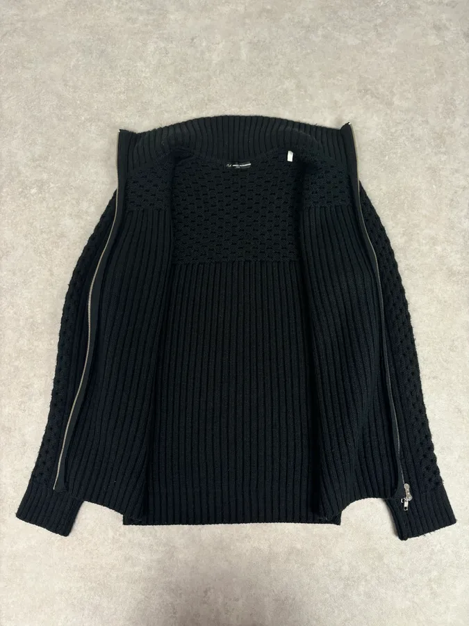 2000s Daniele Alessandrini Black Wool Zip-Up Sweater - Image 7