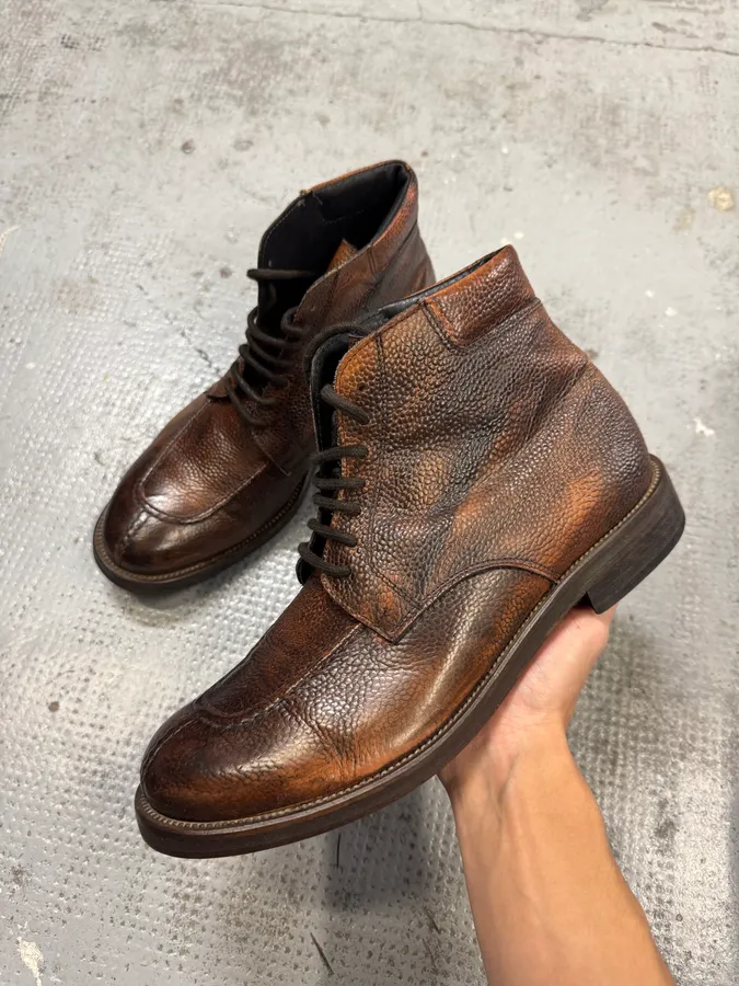 2000s Daniele Alessandrini Brown Grain Leather Boots
