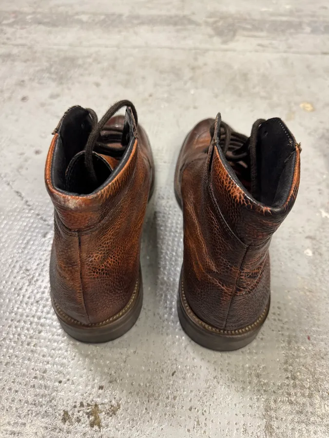 2000s Daniele Alessandrini Brown Grain Leather Boots - Image 3