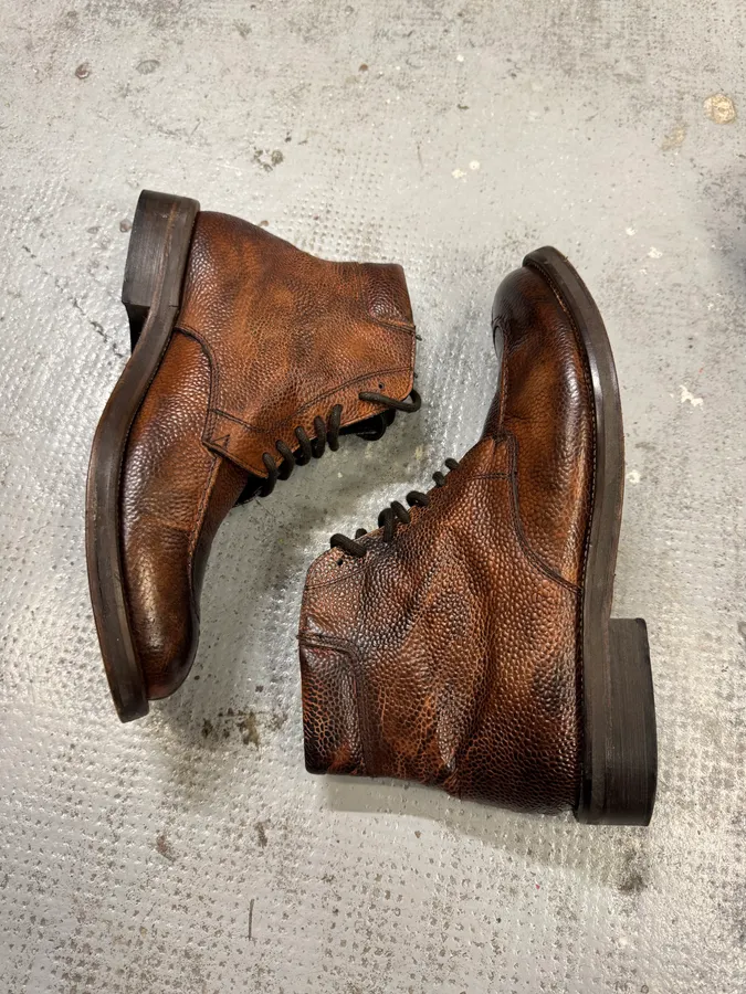 2000s Daniele Alessandrini Brown Grain Leather Boots - Image 6