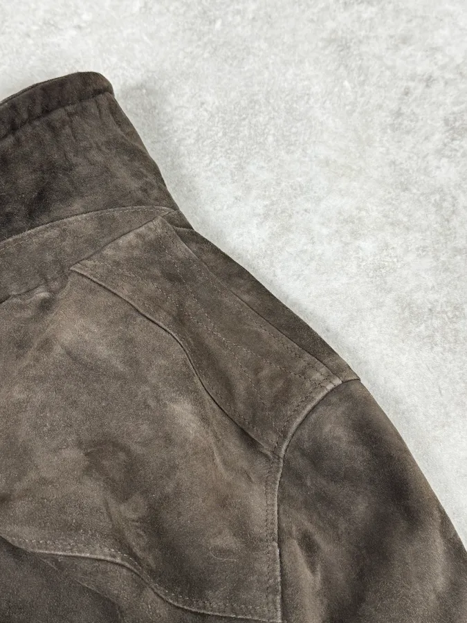 2000s Daniele Alessandrini Brown Suede Leather Bomber Jacket - Image 10