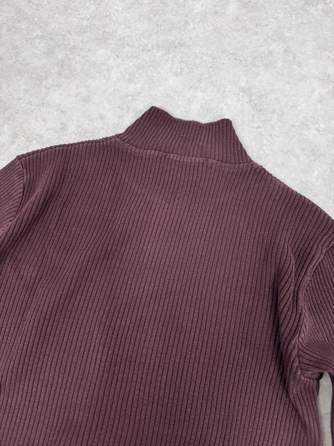 2000s Daniele Alessandrini Burgundy Zip-Up Sweater - Image 6