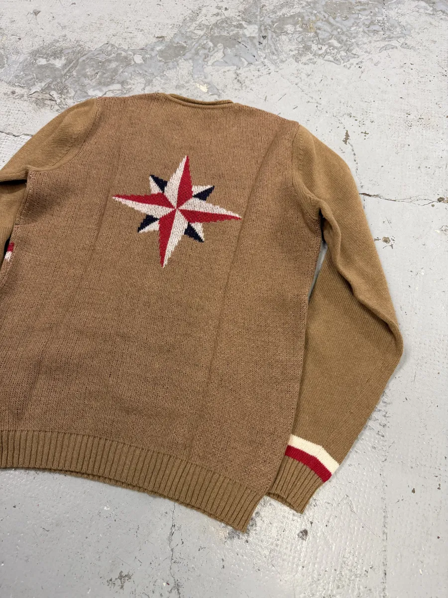 2000s Daniele Alessandrini Camel Wool Stars Propaganda Sweater - Image 4