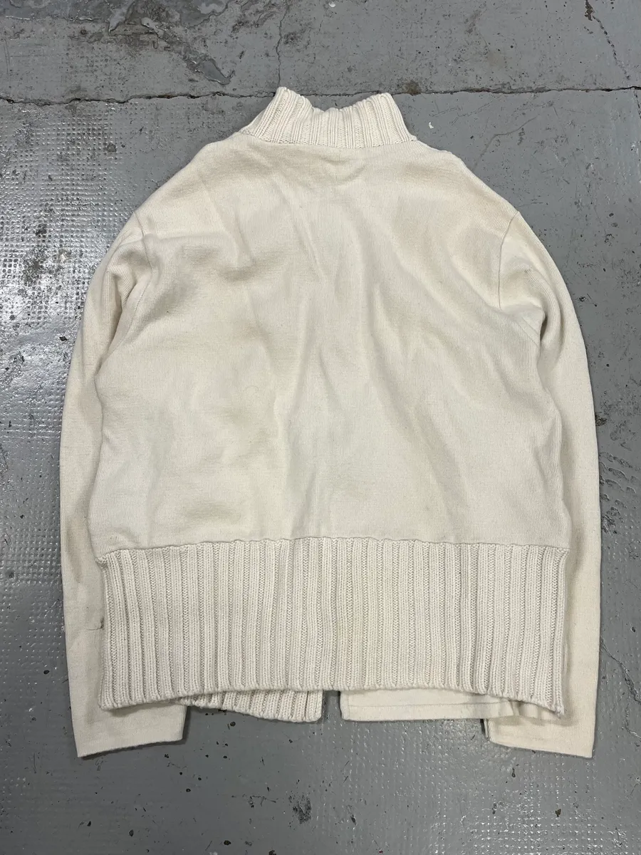 2000s Daniele Alessandrini Circle Zip White Zip-up Sweater - Image 8
