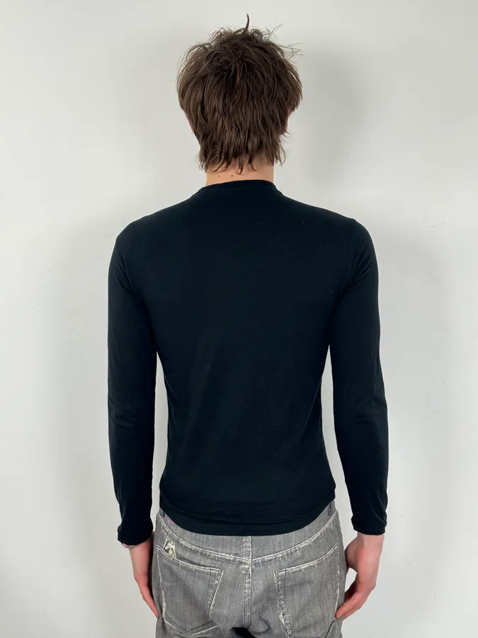 2000s Daniele Alessandrini Cross Ornament Black Longsleeves - Image 3
