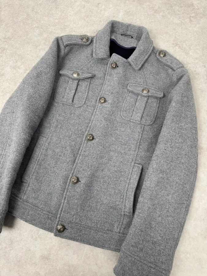 2000s Daniele Alessandrini Grey Classy Buttoned Jacket - Image 2