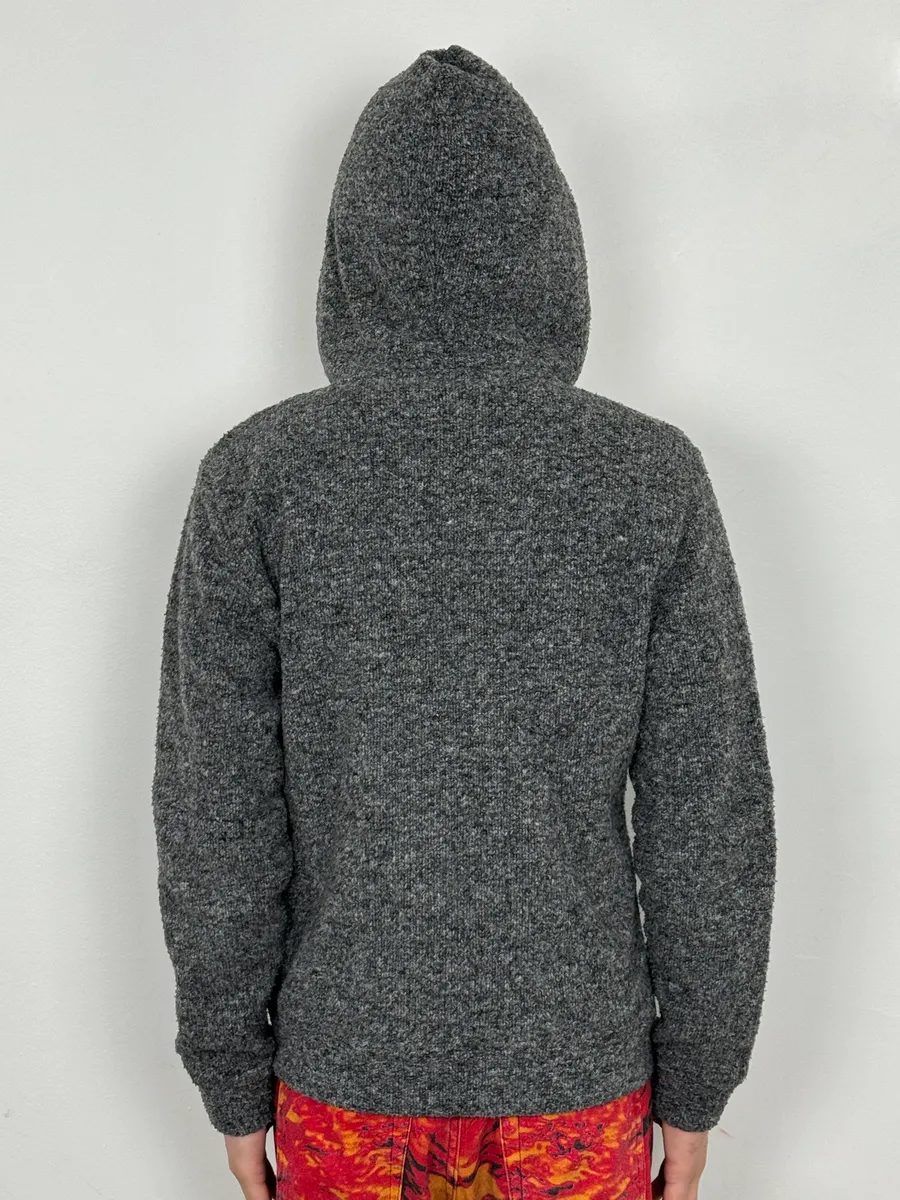 2000s Daniele Alessandrini Grey Wool Hooded Peacoat Jacket - Image 3