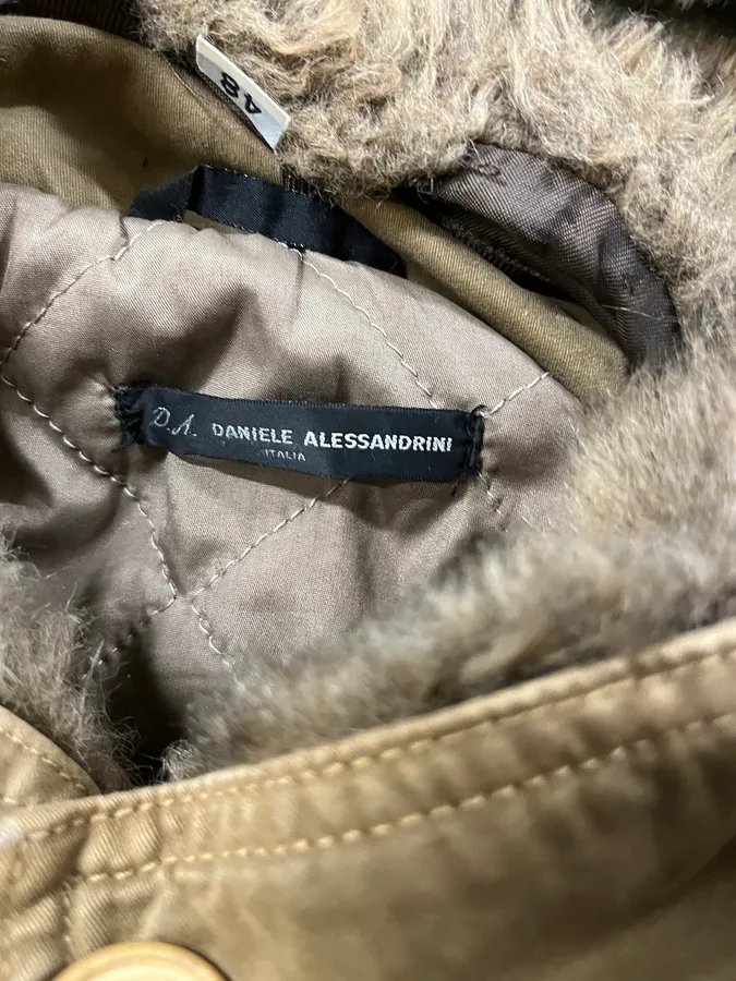2000s Daniele Alessandrini Military Camel Multi Pockets Faux Fur Jacket - Image 8