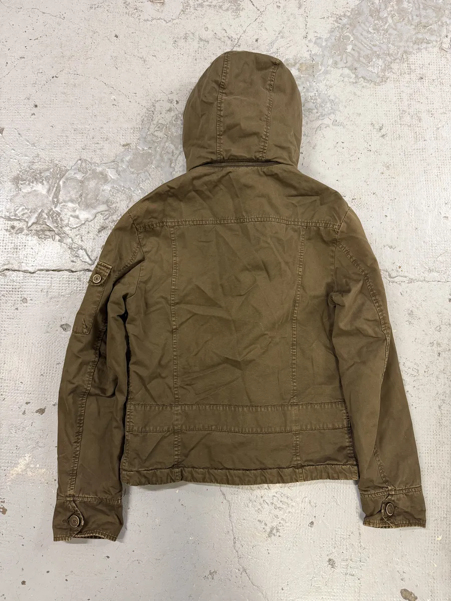 2000s Daniele Alessandrini Military Green Fur Hooded Jacket - Image 4