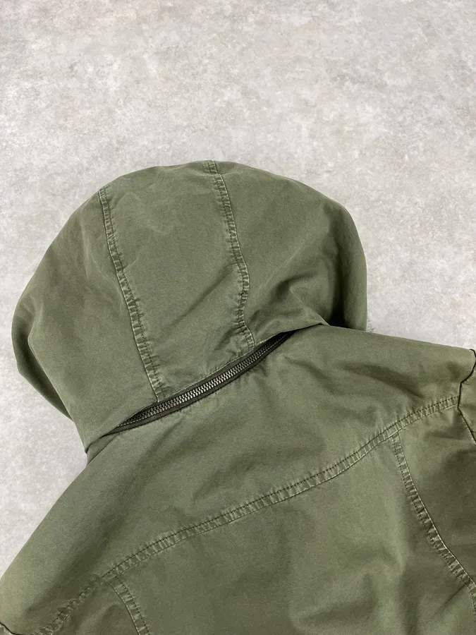2000s Daniele Alessandrini Military Green Multi Pockets Faux Fur Jacket - Image 7