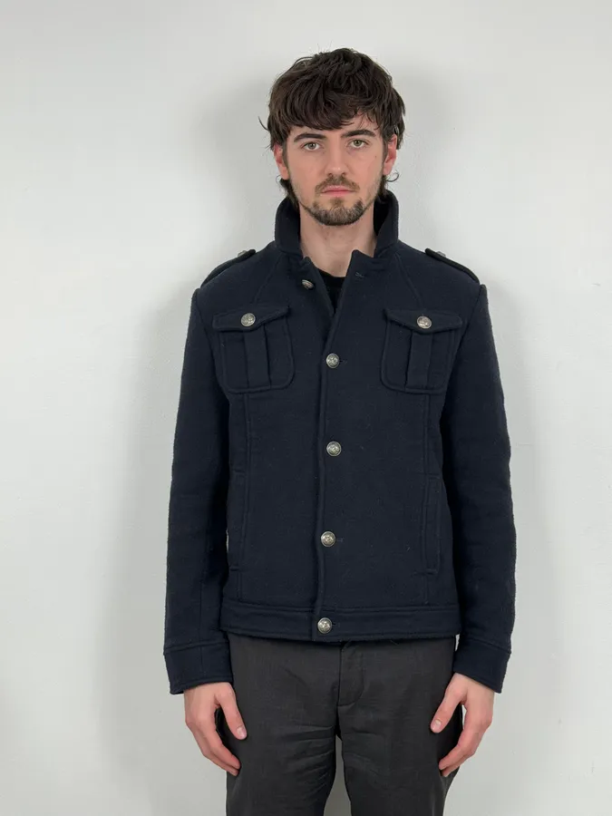2000s Daniele Alessandrini Navy Wool Classy Jacket