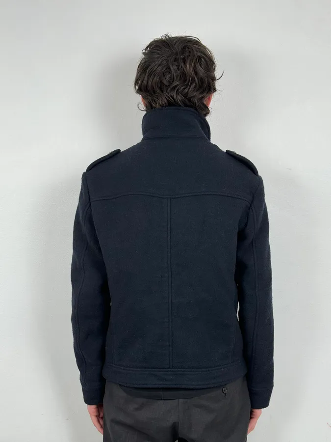 2000s Daniele Alessandrini Navy Wool Classy Jacket - Image 2