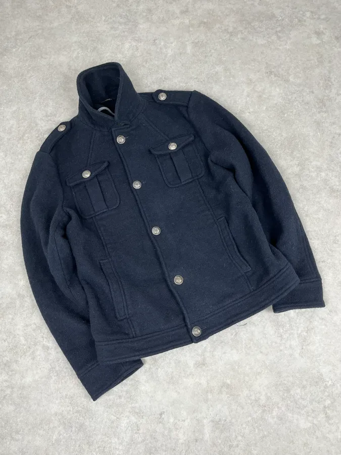 2000s Daniele Alessandrini Navy Wool Classy Jacket - Image 5