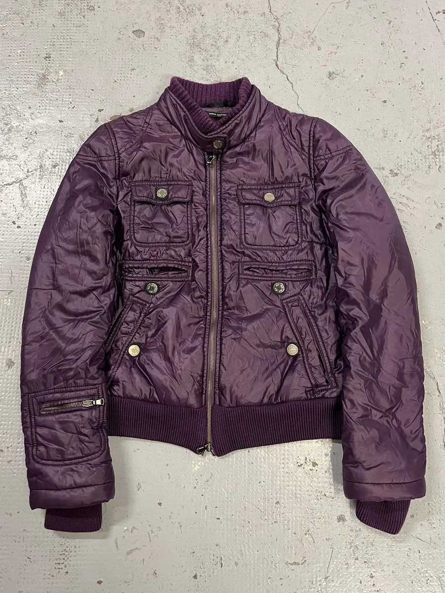 2000s Daniele Alessandrini Purple Patent British Puffer Jacket - Image 8