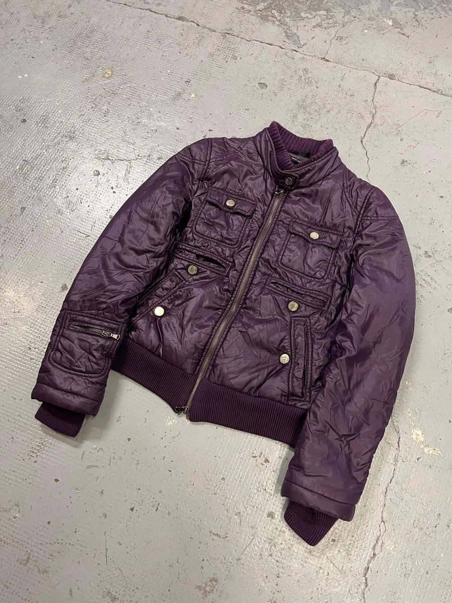 2000s Daniele Alessandrini Purple Patent British Puffer Jacket - Image 9