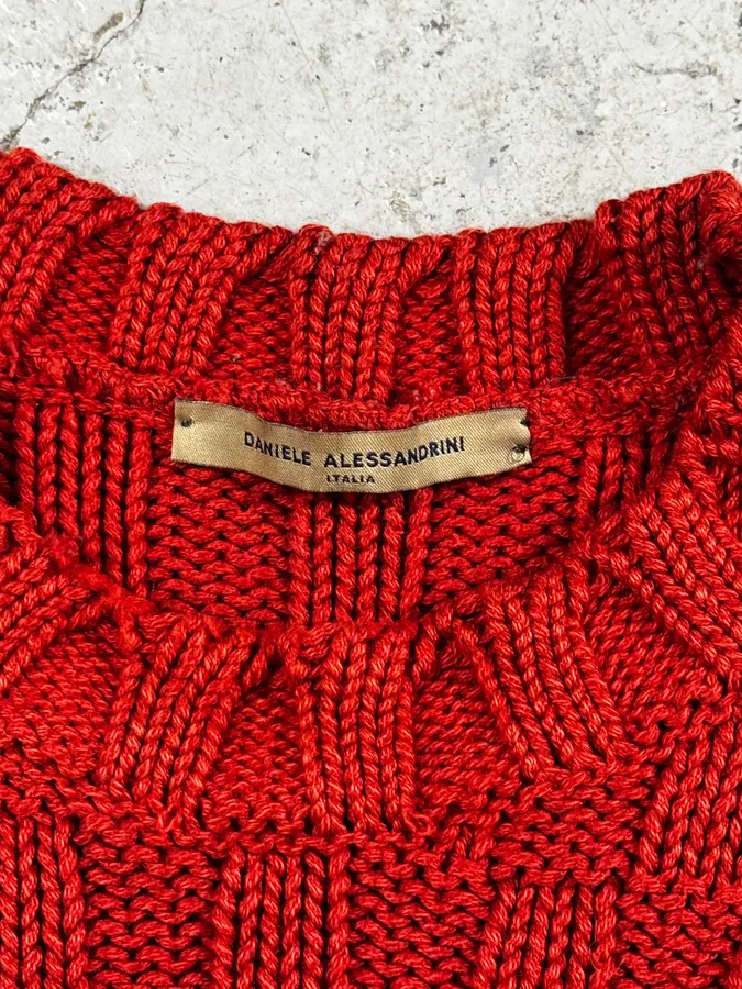 2000s Daniele Alessandrini Red Symmetry Sweater - Image 3