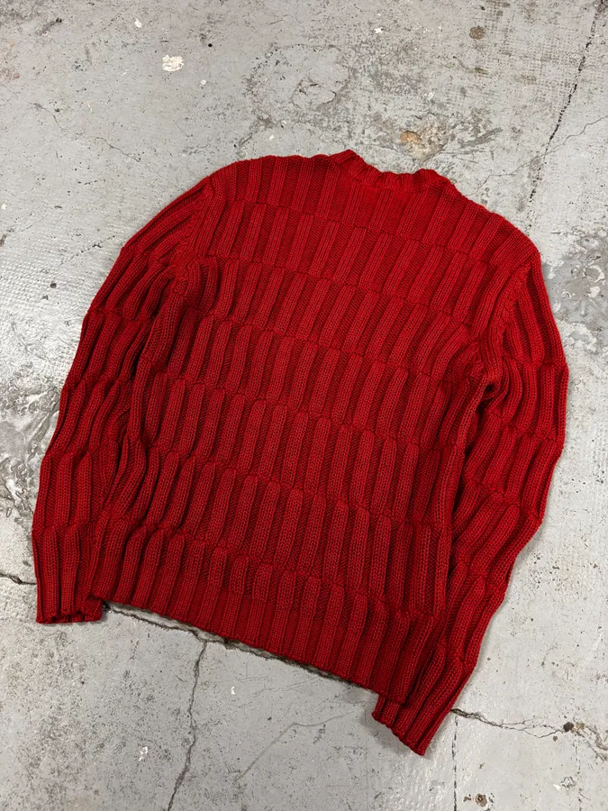 2000s Daniele Alessandrini Red Symmetry Sweater - Image 5