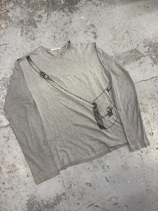 2000s Daniele Alessandrini Shoulder Bag Print Grey Longsleeves - Image 4