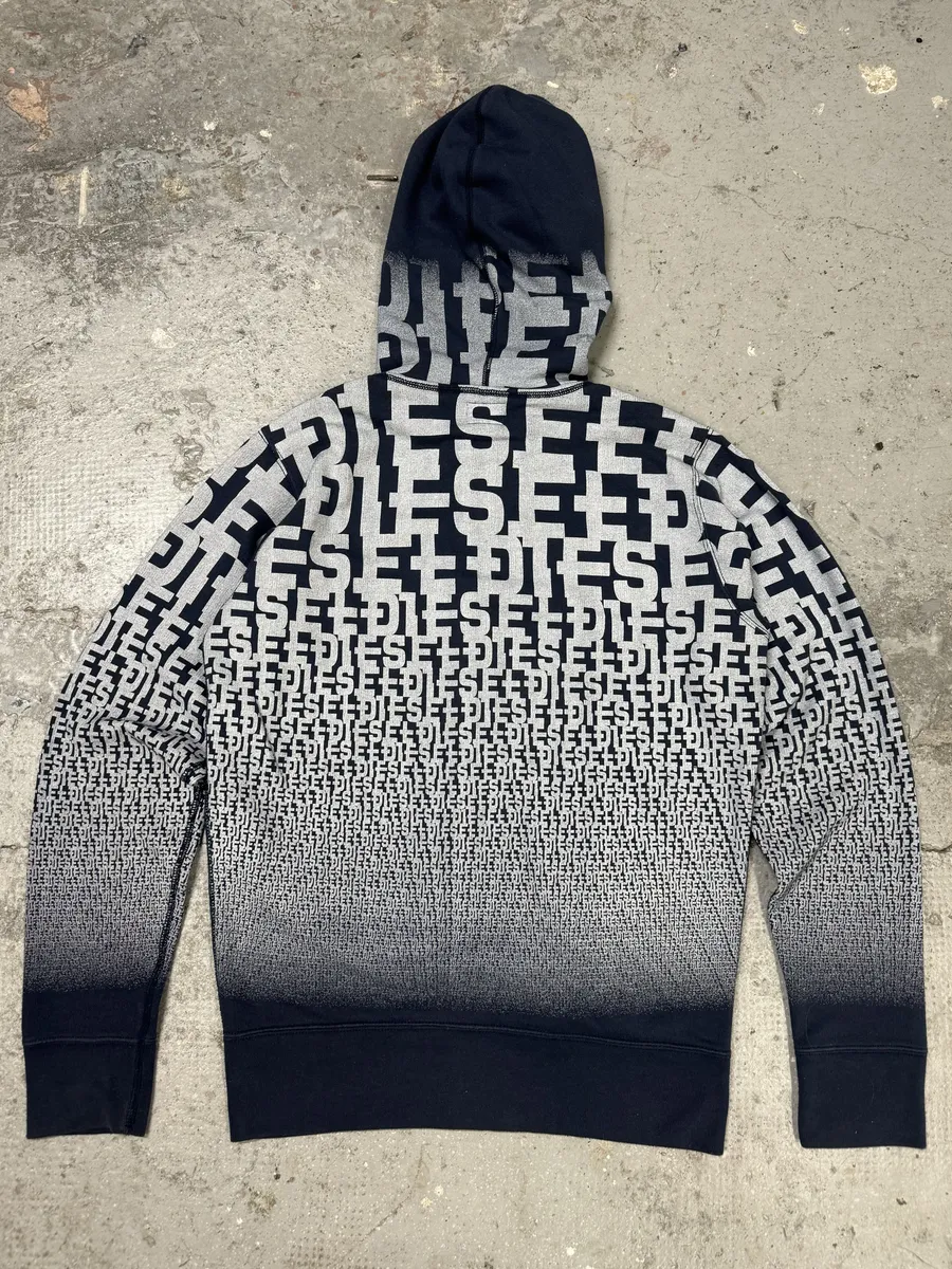 2000s Diesel 3D Logo Minimal Movement Navy White Sweater - Image 2