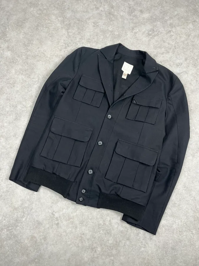 2000s Diesel Black Buttoned Wool Blazer Jacket - Image 4