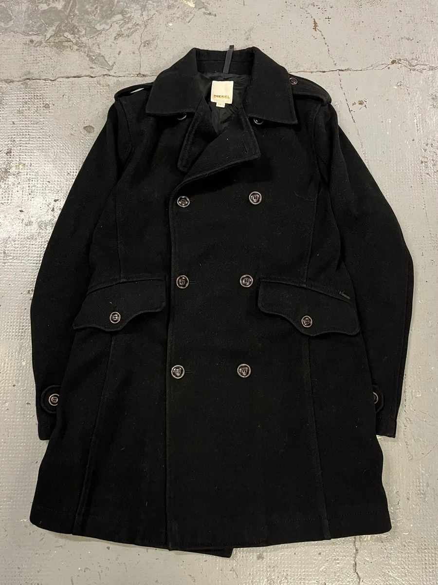 2000s Diesel Black Buttuoned Wool Duffle Coat - Image 4