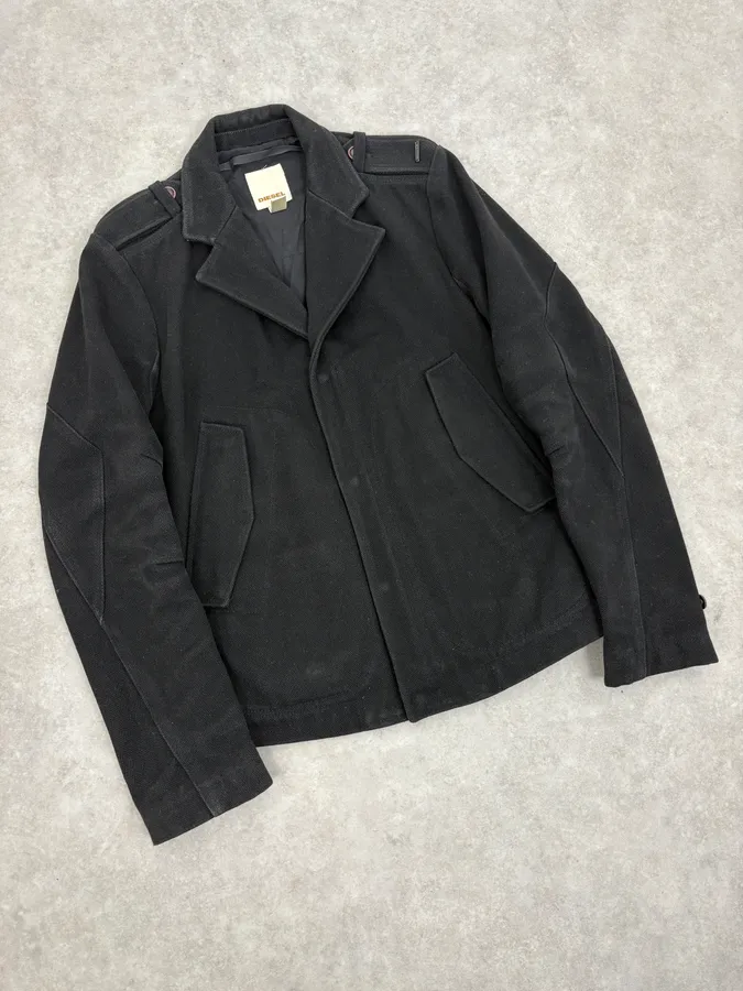 2000s Diesel Black Classy Caban Jacket - Image 4