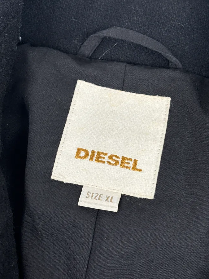 2000s Diesel Black Classy Wool Caban Jacket - Image 10