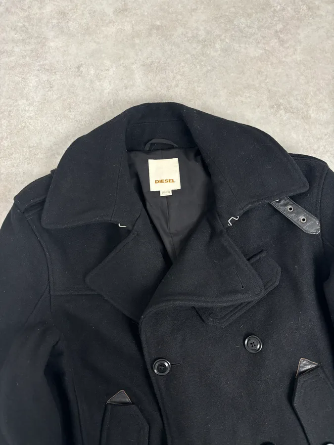 2000s Diesel Black Classy Wool Caban Jacket - Image 4