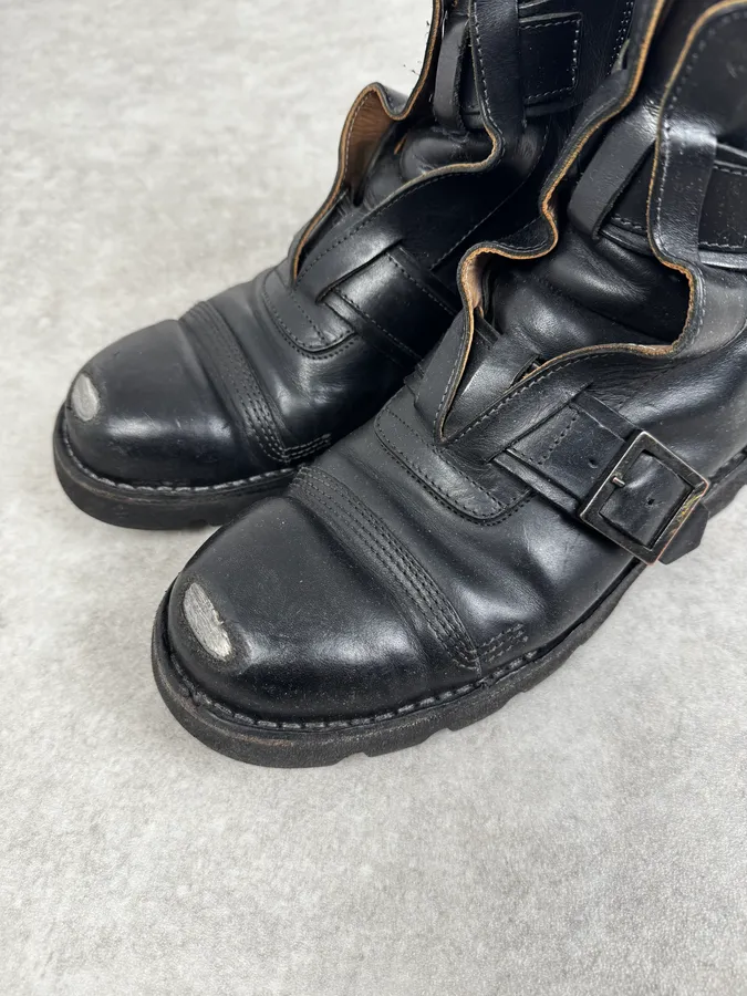 2000s Diesel Black Leather Combat Steel Toe Boots - Image 5