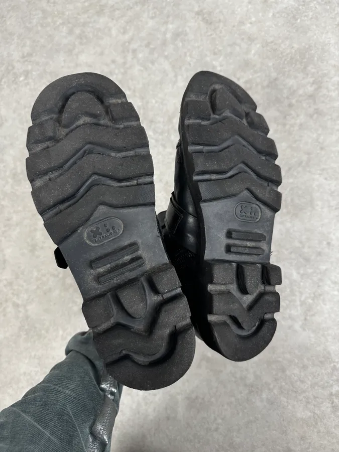 2000s Diesel Black Leather Combat Steel Toe Boots - Image 9