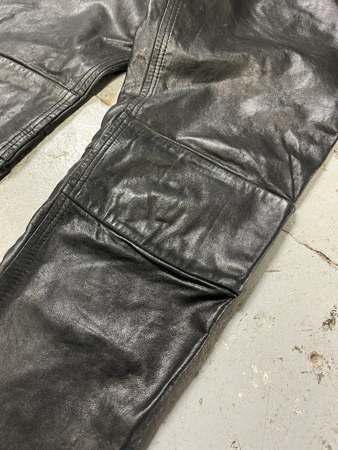 2000s Diesel Black Slim Rock Leather Pants - Image 10