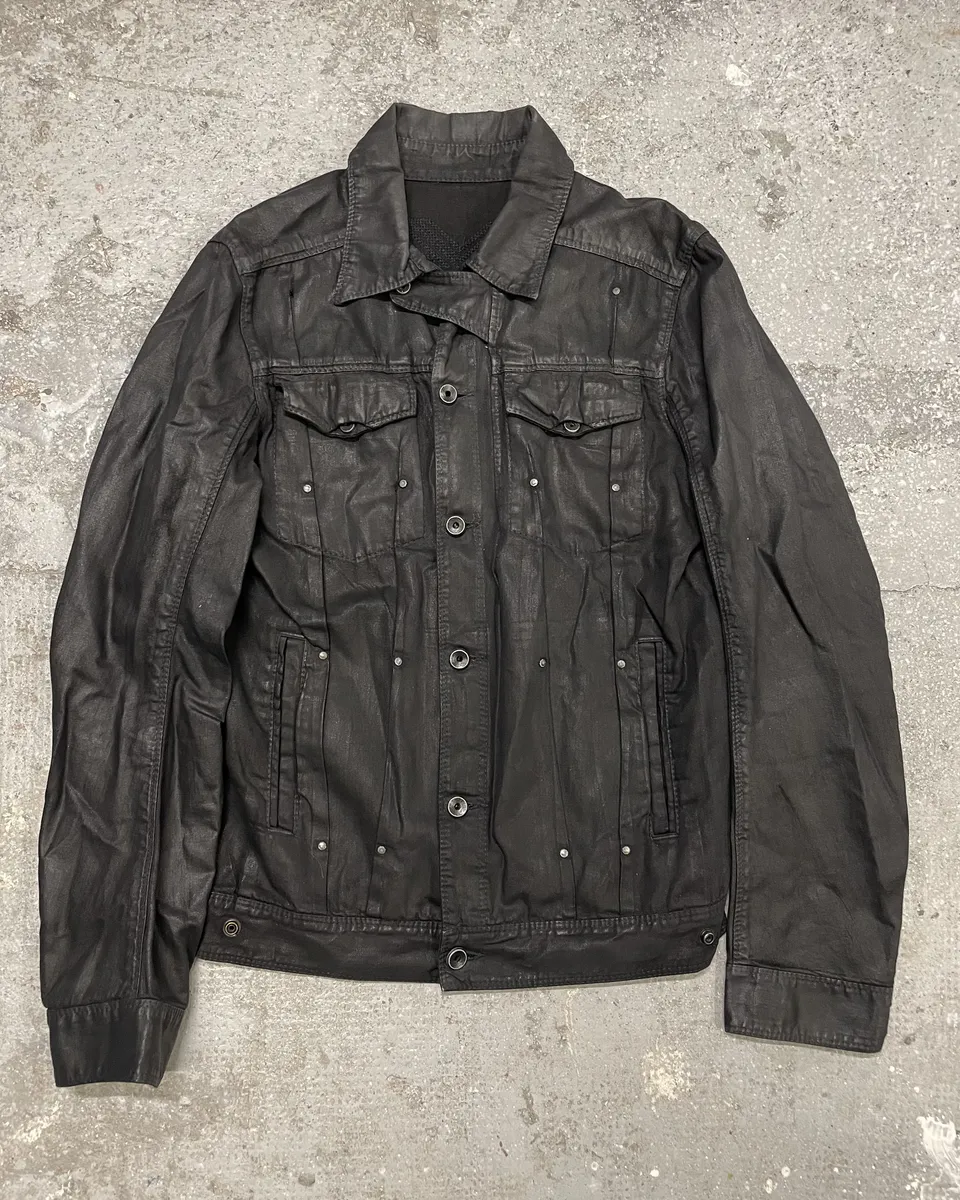 2000s Diesel Black Waxed Effect Dark Buttoned Jacket